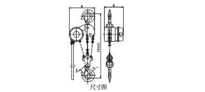 慢速電動環鏈提升機結構尺寸圖片